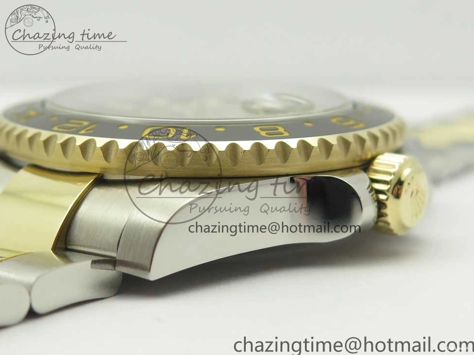 Edition GMT-Master II (Correct 1:1 Best 904L Hand Noob A3187 116713 Stack) LN YG Wrapped Steel Black Ceramic Thick 0209